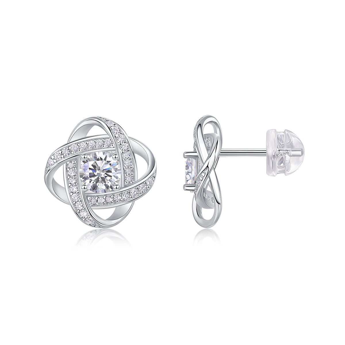 Clover Bliss Moissanite 0.5 Ct Round Cut Earrings