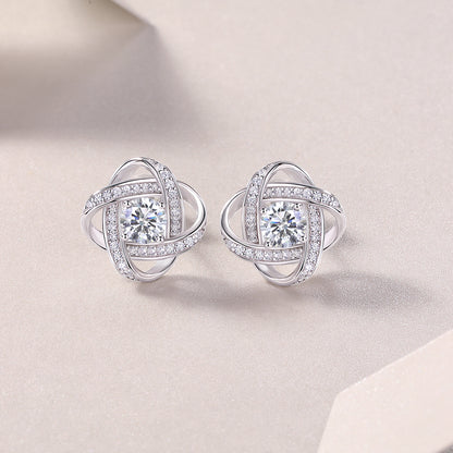 Clover Bliss Moissanite 0.5 Ct Round Cut Earrings