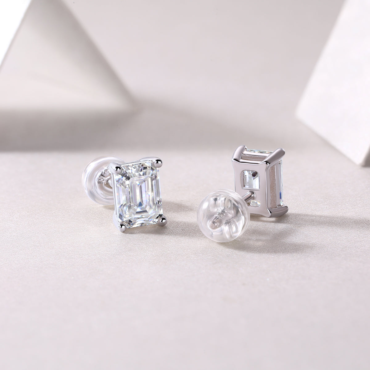 Ethereal  Moissanite 1.0 Ct Emerald Cut Earrings