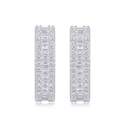 Illuminating Weave Moissanite 0.58 Ct Round Emerald Cut Earrings