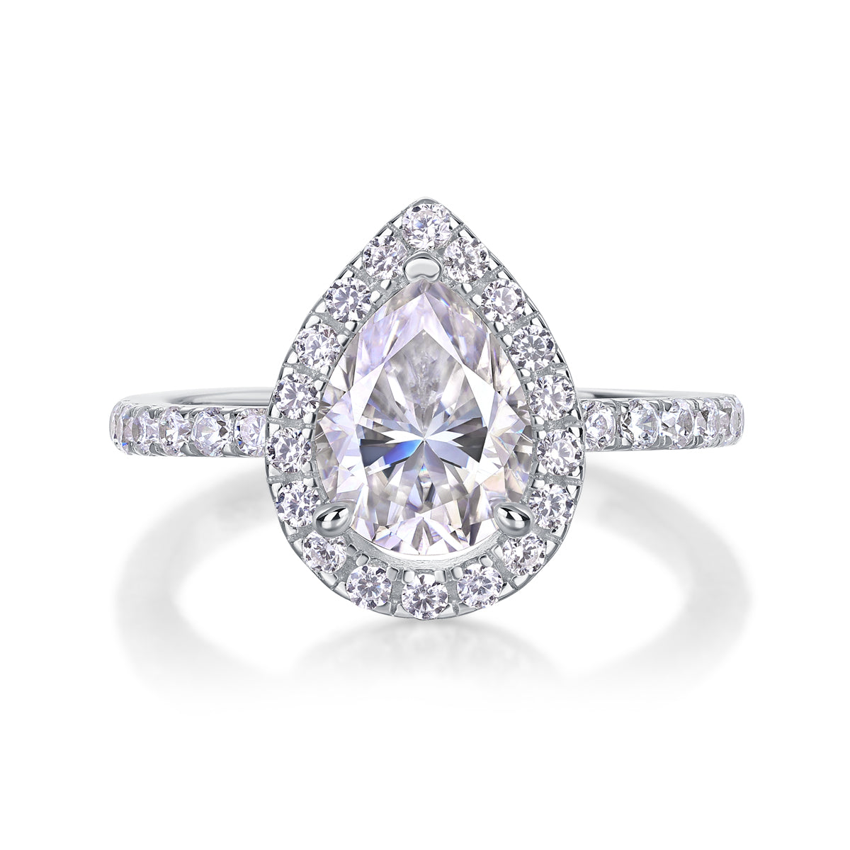 Electric Shock Moissanite 1.5 Ct Pear Cut Ring