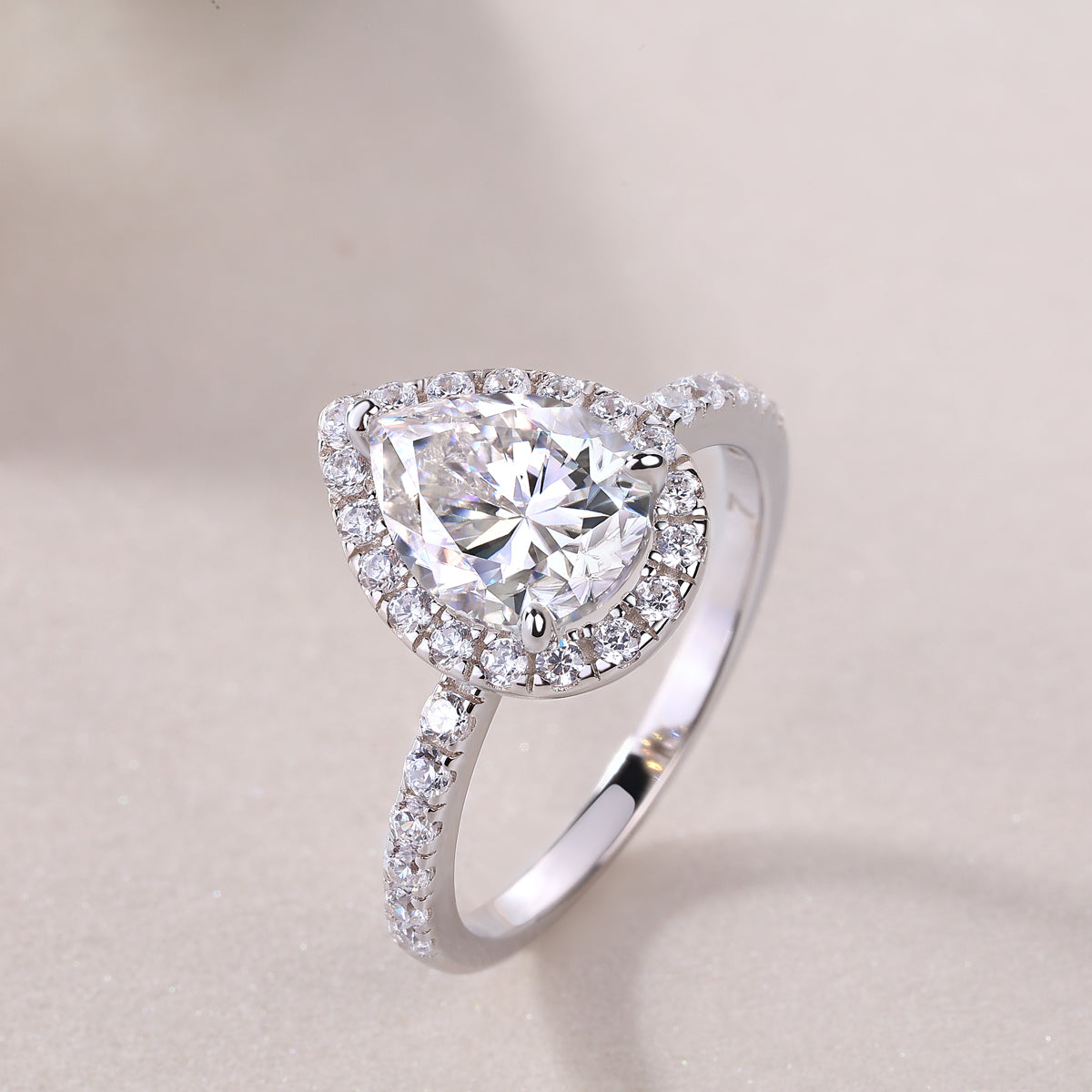 Electric Shock Moissanite 1.5 Ct Pear Cut Ring