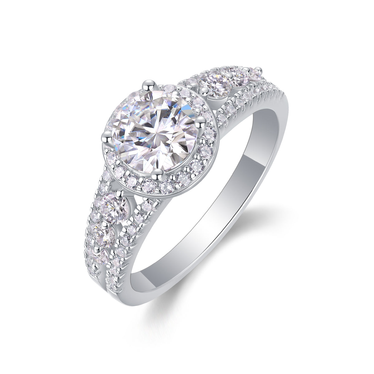 Meteor Shower Moissanite 1.0Ct Round Cut Ring