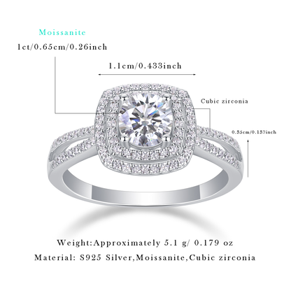 Sweet Holiday Moissanite 1.0 Ct Round Cut Ring