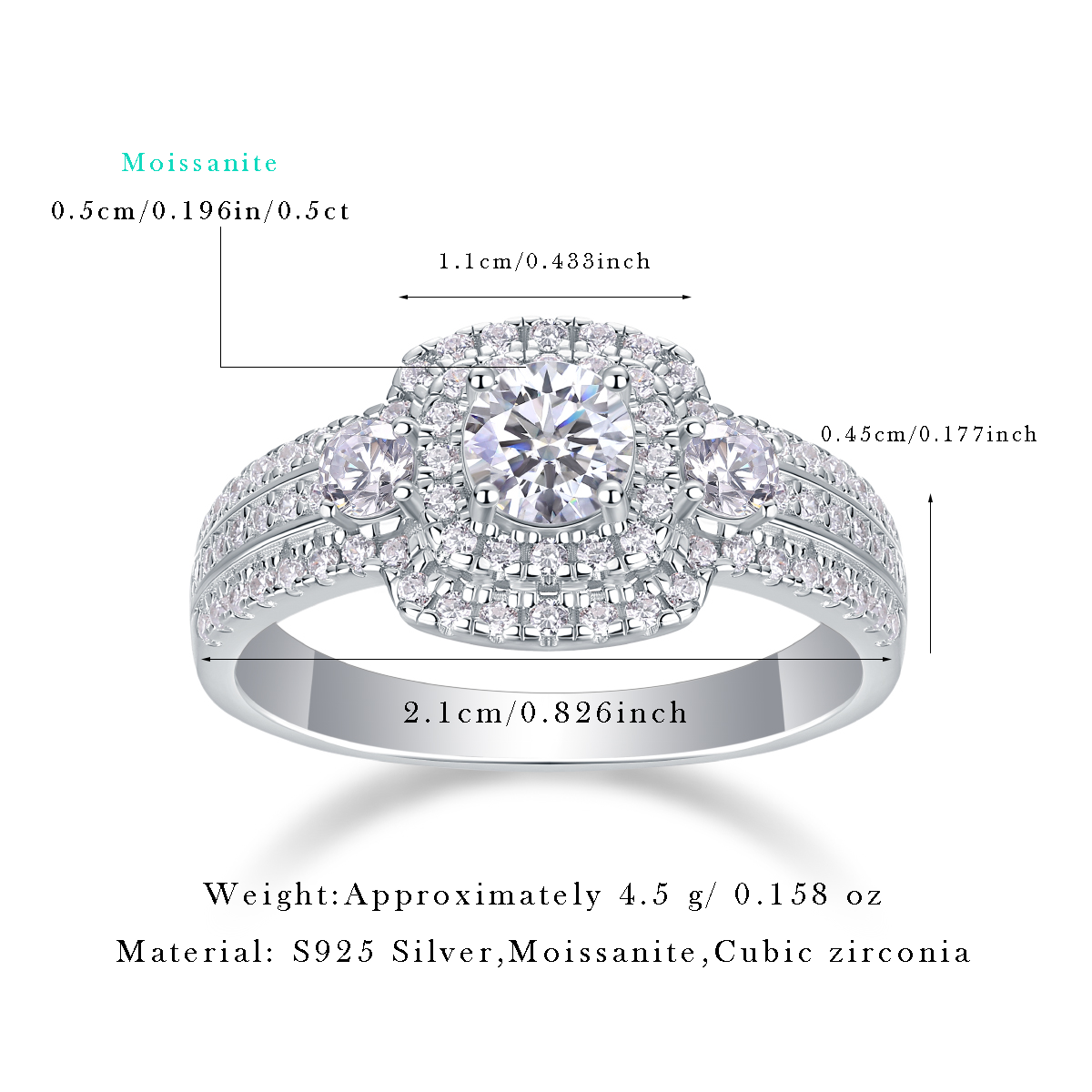 Gobi Moissanite 0.5 Ct Round Cut Ring