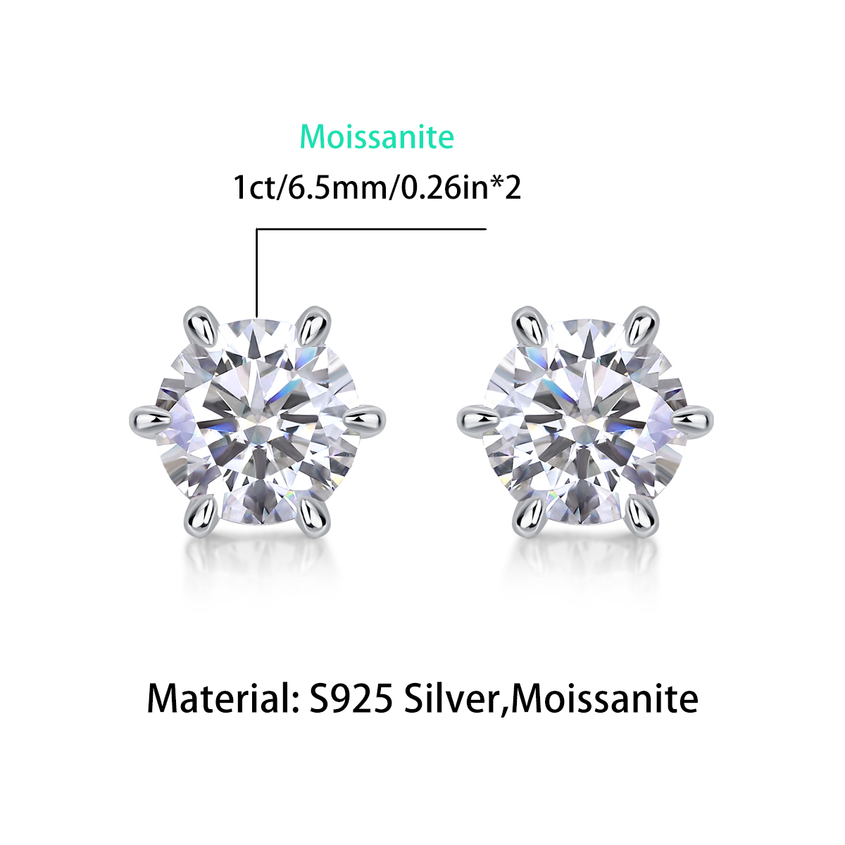 Guardian Moissanite 1.0 Ct Round Cut Earrings