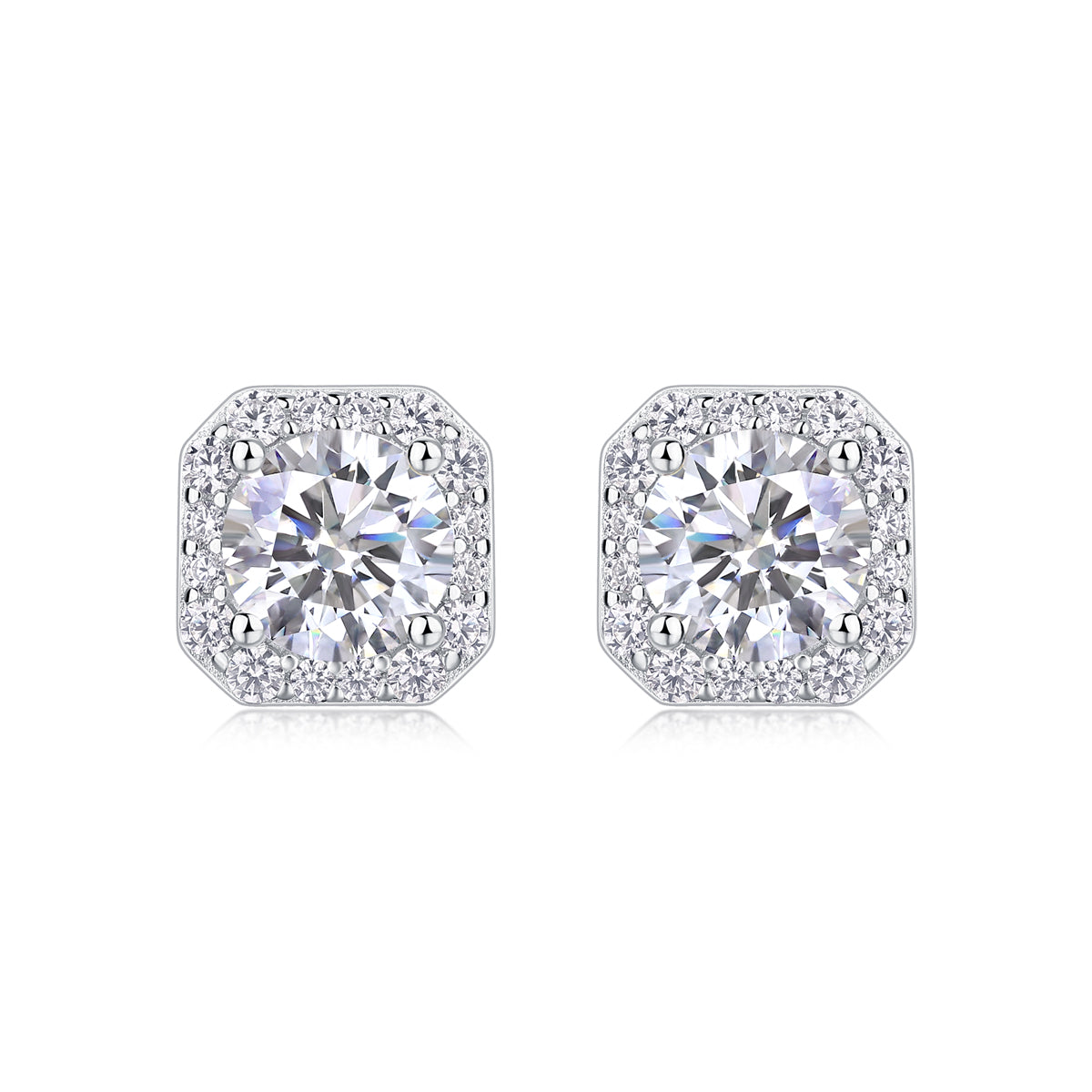 Rose In Heart Moissanite 0.9 Ct Round Cut Earrings