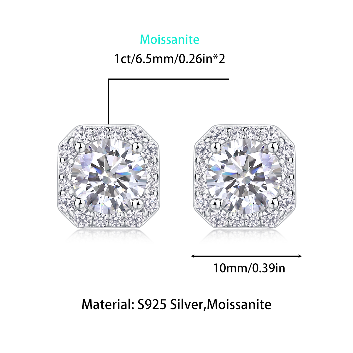 Rose In Heart Moissanite 0.9 Ct Round Cut Earrings