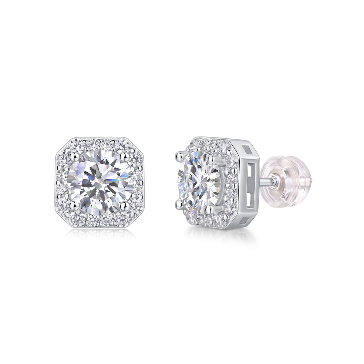 Rose In Heart Moissanite 0.9 Ct Round Cut Earrings