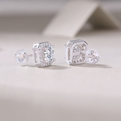 Rose In Heart Moissanite 0.9 Ct Round Cut Earrings