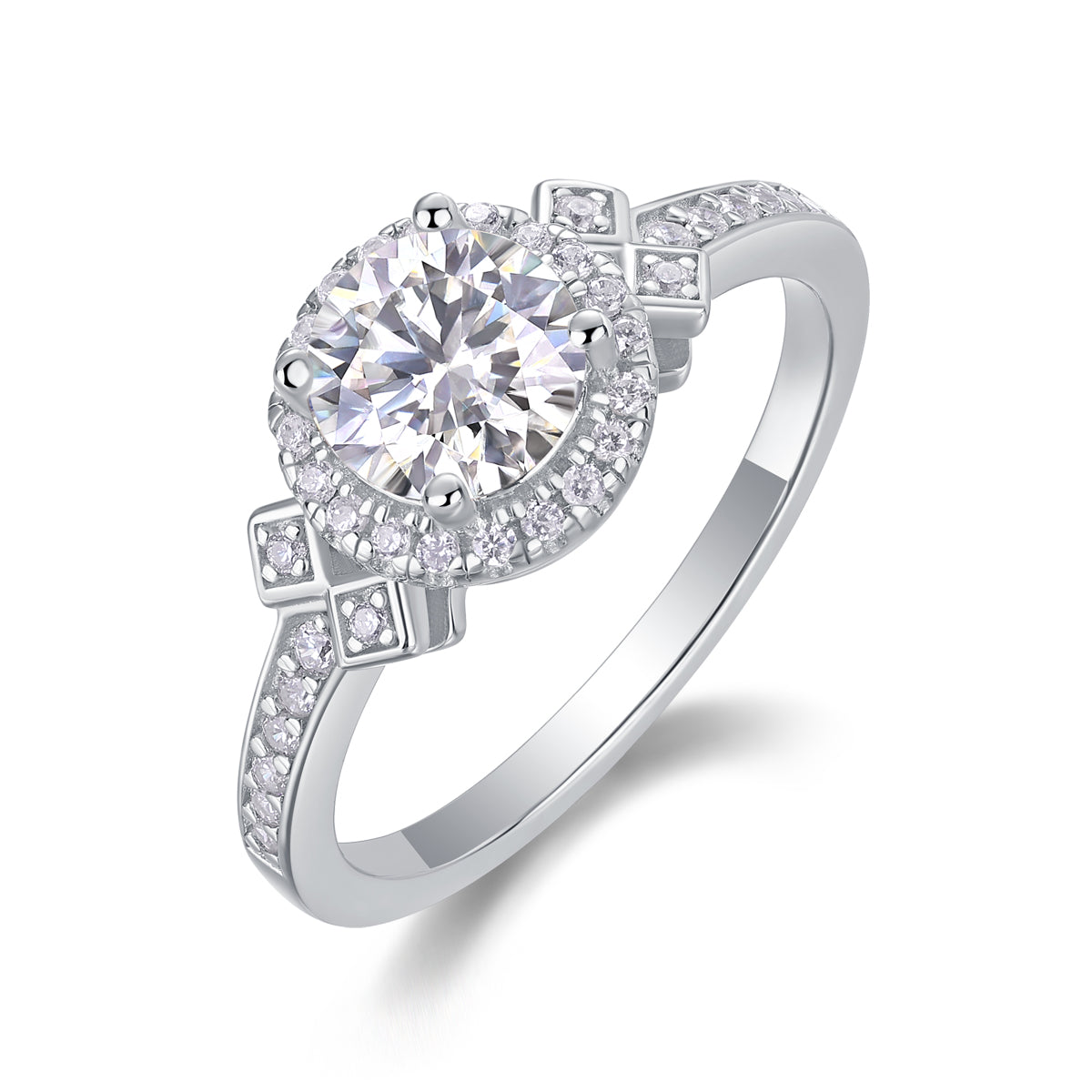 Lighthouse Moissanite 1.0 Ct Round Cut Ring