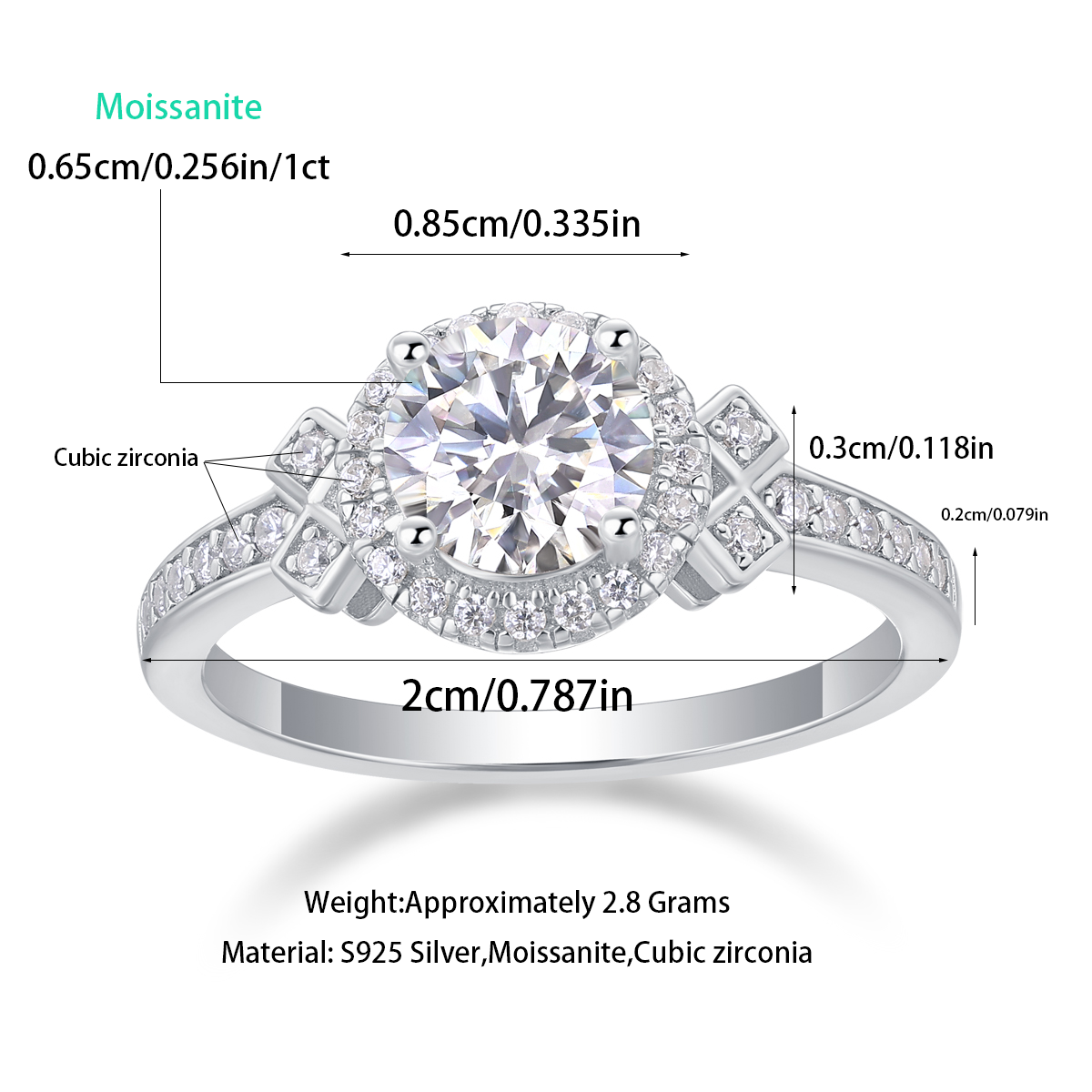 Lighthouse Moissanite 1.0 Ct Round Cut Ring