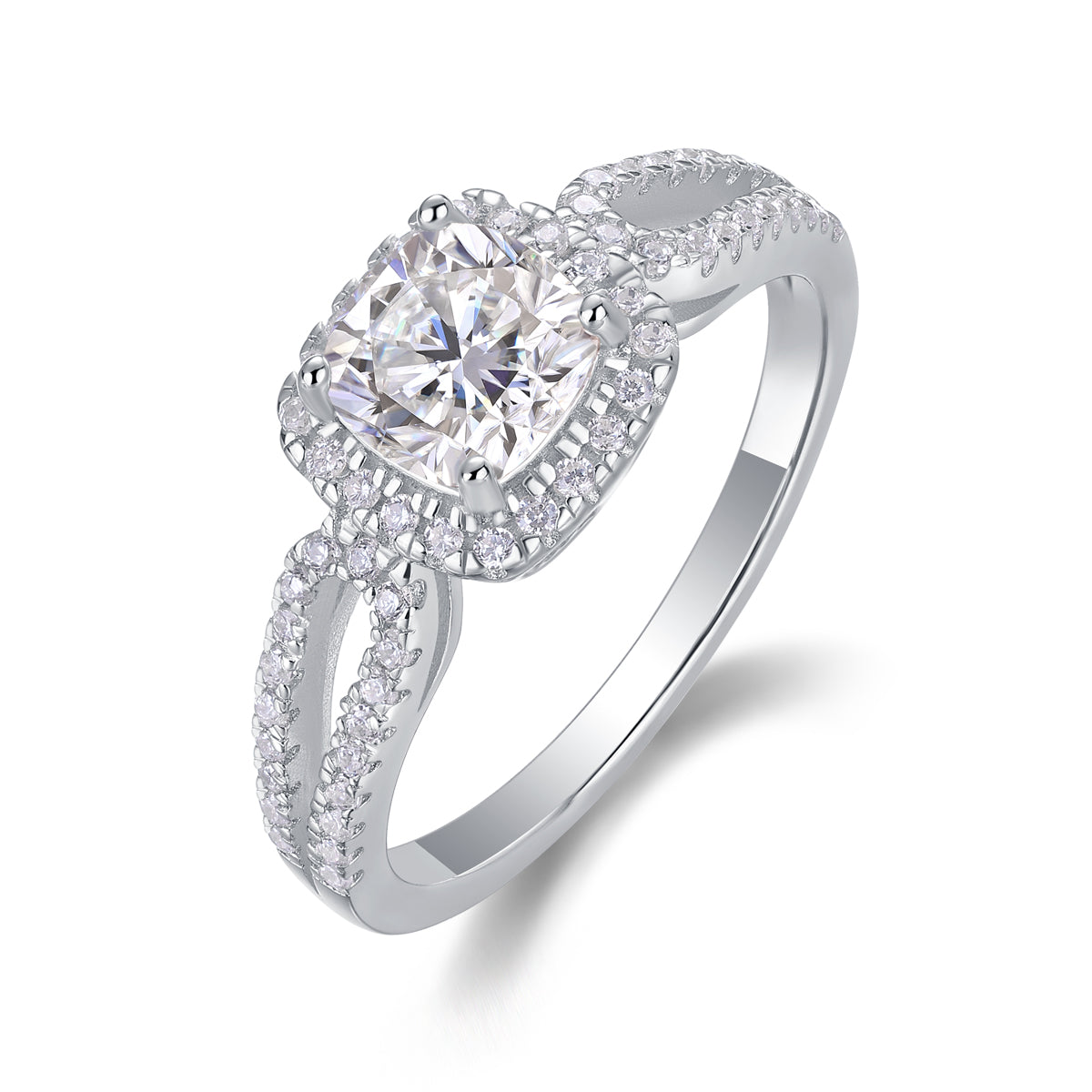 Time's Mail Moissanite 1.1 Ct Cushion Cut Ring