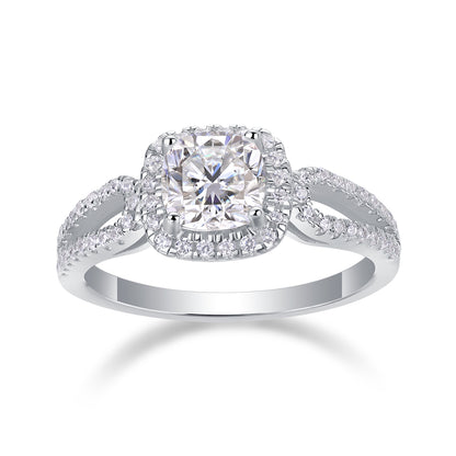 Time's Mail Moissanite 1.1 Ct Cushion Cut Ring