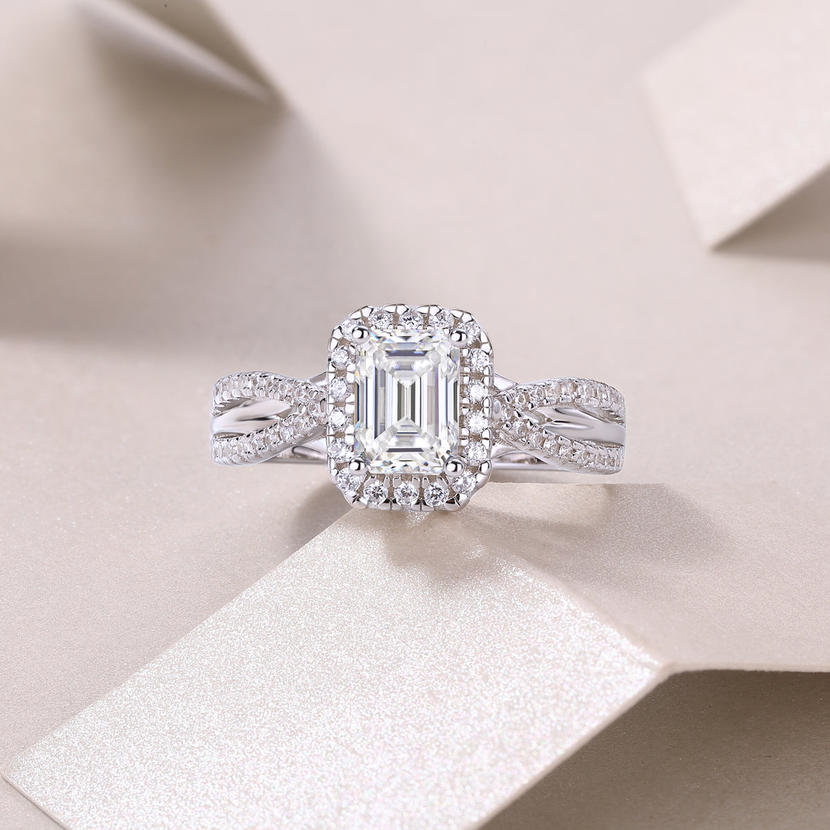 Daydream in Daylight Moissanite 1.0 Ct Emerald Cut Ring