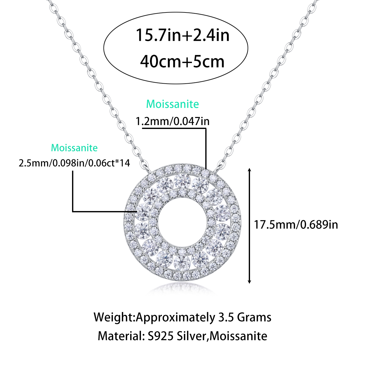 Reciprocating Pendant Moissanite 1.4 Ct Round Cut Necklace