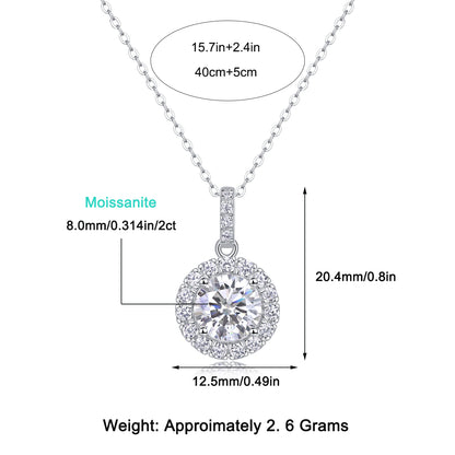 Centric Sparkle Moissanite  2.0 Ct Round Cut Necklace